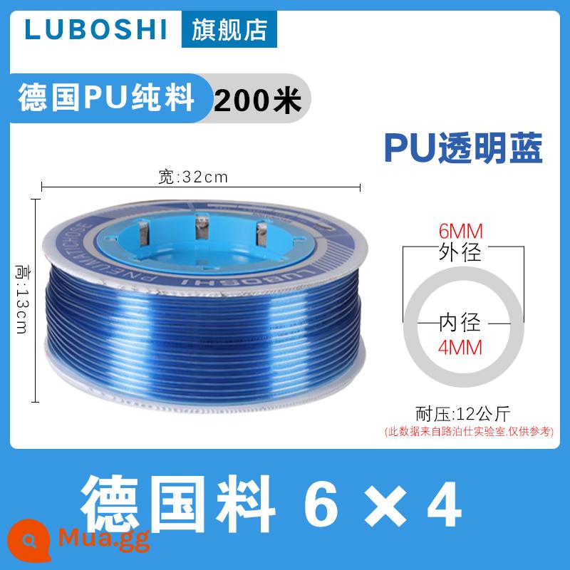 pu khí quản 8mm ống 10mm máy nén khí khí nén máy bơm không khí nén khí quản áp suất cao ống ống khí quản trong suốt 12m - Màu xanh trong suốt PU6*4