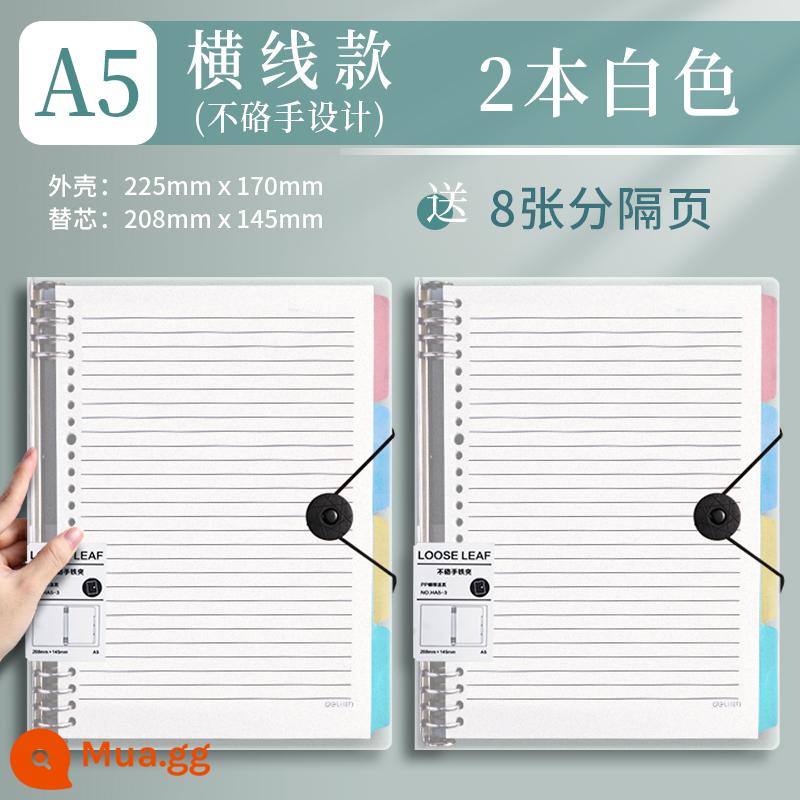 Máy tính xách tay b5 rời mạnh mẽ có thể tháo rời kỳ thi tuyển sinh đại học chuyên dụng a4 đơn giản dung lượng lớn dày thay thế dòng ngang lõi a5 lưới câu hỏi sai sách cuốn sách cuộn sách vỏ kẹp giấy rời - [Trắng] Bộ 2 khổ ngang A5 [60 tờ/cuốn] có trang riêng