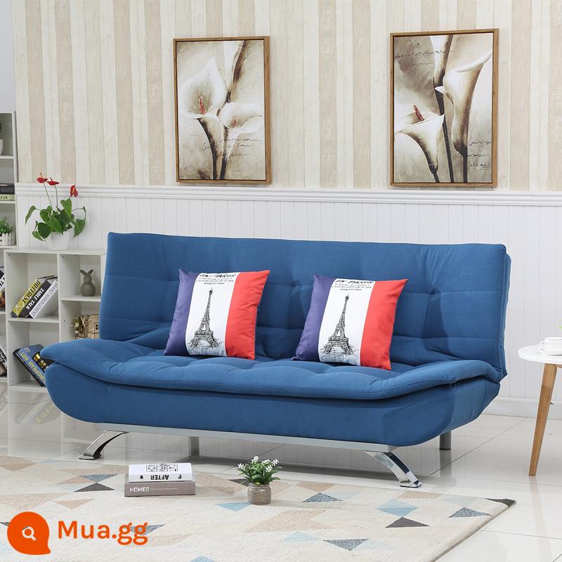 Công nghệ không cần giặt sofa vải căn hộ nhỏ có thể gập đôi phòng khách Bắc Âu đơn giản hiện đại nhẹ sang trọng sofa giường cao su - [Bông và lanh] xanh da trời