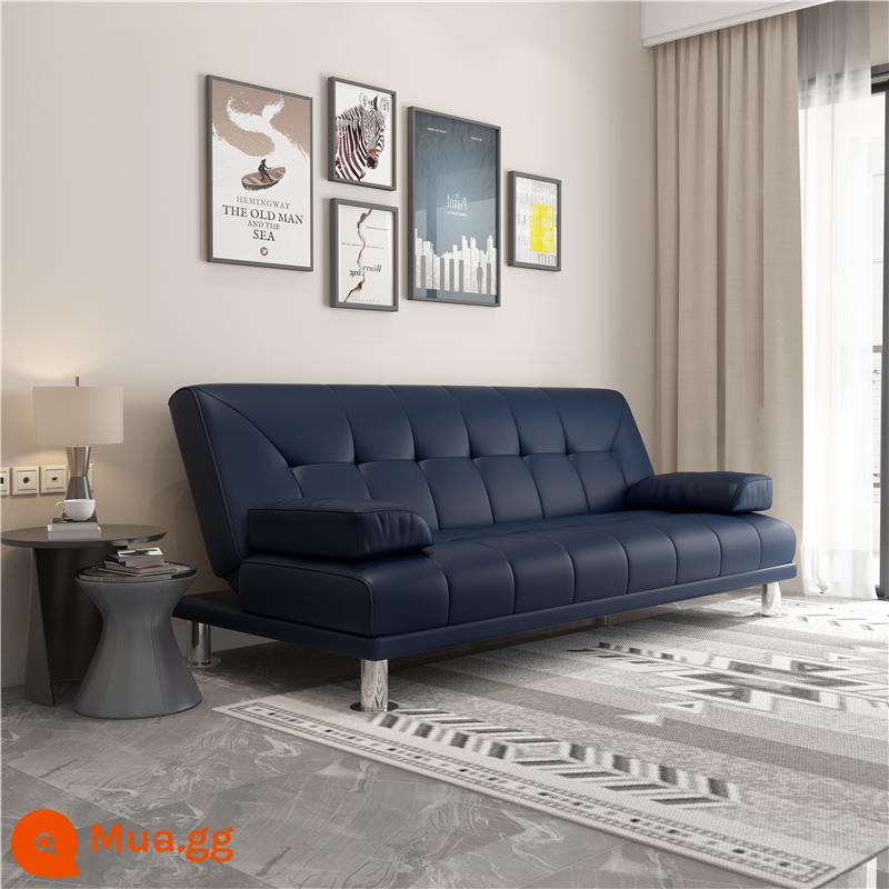 Giường sofa đa năng có thể gập lại căn hộ nhỏ sofa đa chức năng văn phòng tối giản hiện đại nền kinh tế da nghệ thuật ba người màu đen - [Phiên bản cổ điển] 1,8 mét (xanh đậm)