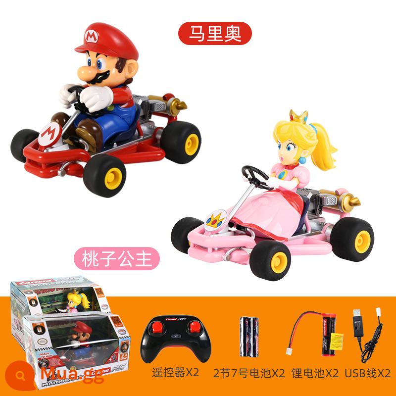 Đồ chơi ô tô điều khiển từ xa Carrera Mario sạc không dây cậu bé Nintendo Super Mario bốn bánh kart - [Kết hợp 2 mảnh cổ điển] Mario + Princess Peach Kart