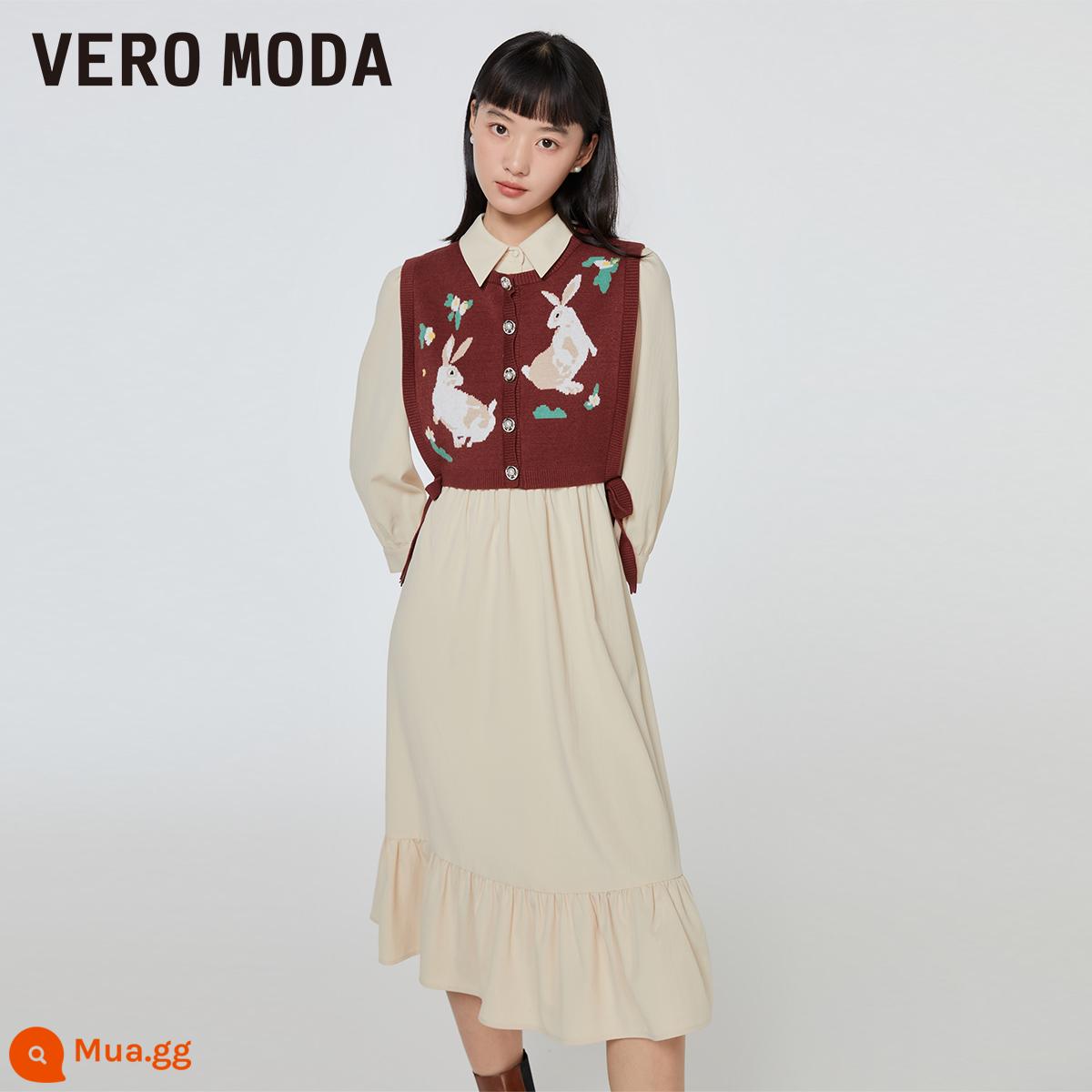 Vero ModA Đầm Thu Đông 2022 Năm Mới Áo Sơ Mi Dệt Kim Áo Sơ Mi Váy Thời Trang Phù Hợp Với - Đơn hàng mua màu cám A10