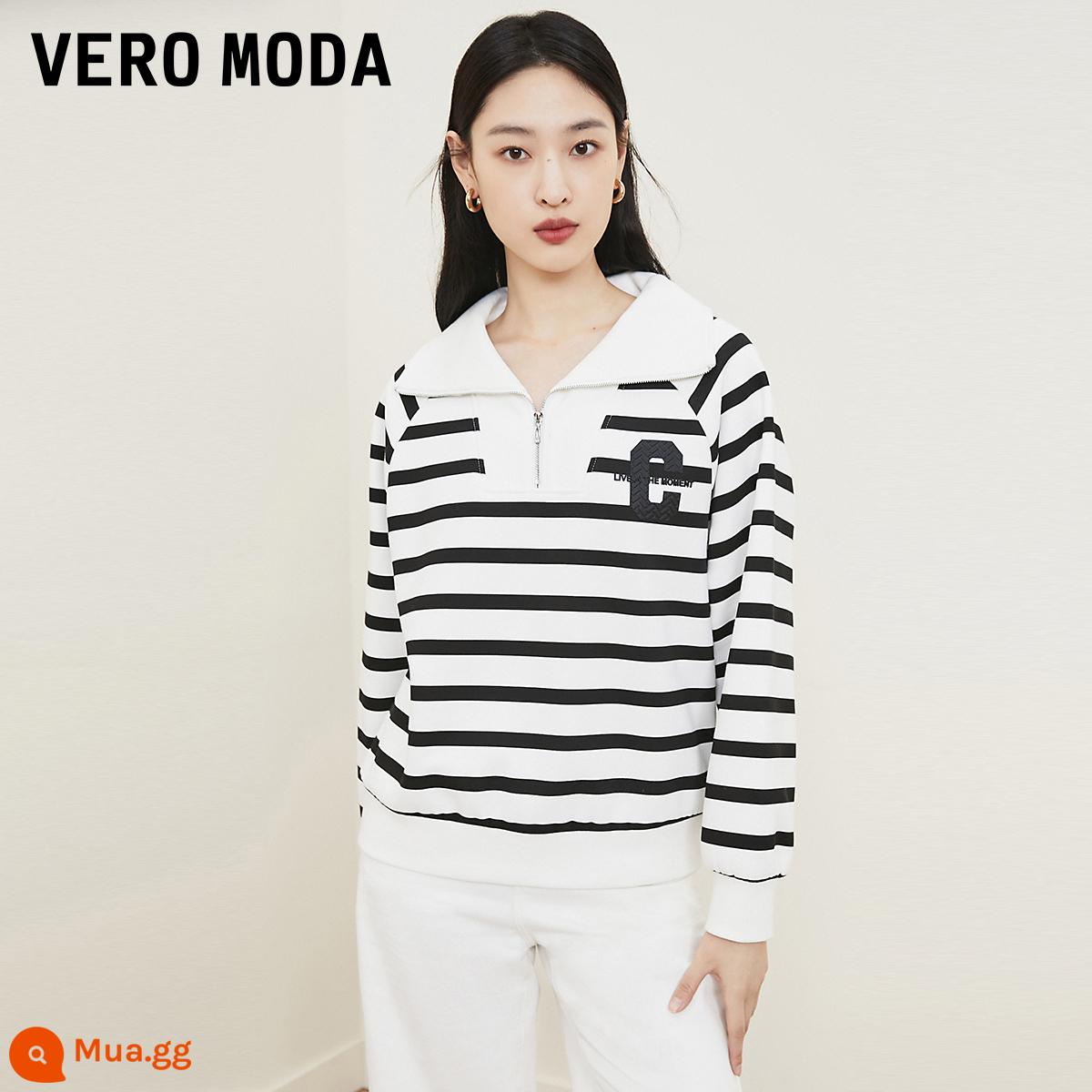 Áo len Vero Moda mùa thu đông 2022 phong cách nước ngoài mới trắng Plus nhung dày ấm áp dài tay hàng đầu cho nữ - S85 mặt trắng