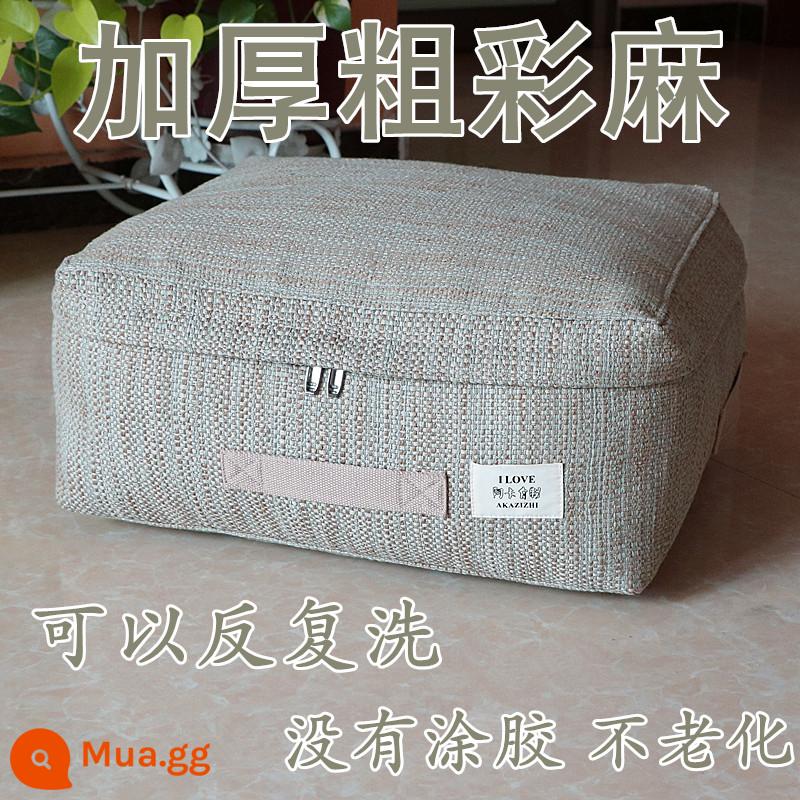 Túi cotton và sợi gai dầu cực lớn đựng quần áo thoáng khí túi vải quần áo túi hoàn thiện chăn túi đựng chăn chống thấm nước phong cách Nhật Bản - Vải lanh màu thô dày có khe hở lớn và độ nâng bên