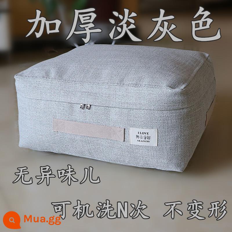 Túi cotton và sợi gai dầu cực lớn đựng quần áo thoáng khí túi vải quần áo túi hoàn thiện chăn túi đựng chăn chống thấm nước phong cách Nhật Bản - Cây gai dầu dày màu xám nhạt mở rộng nâng bên