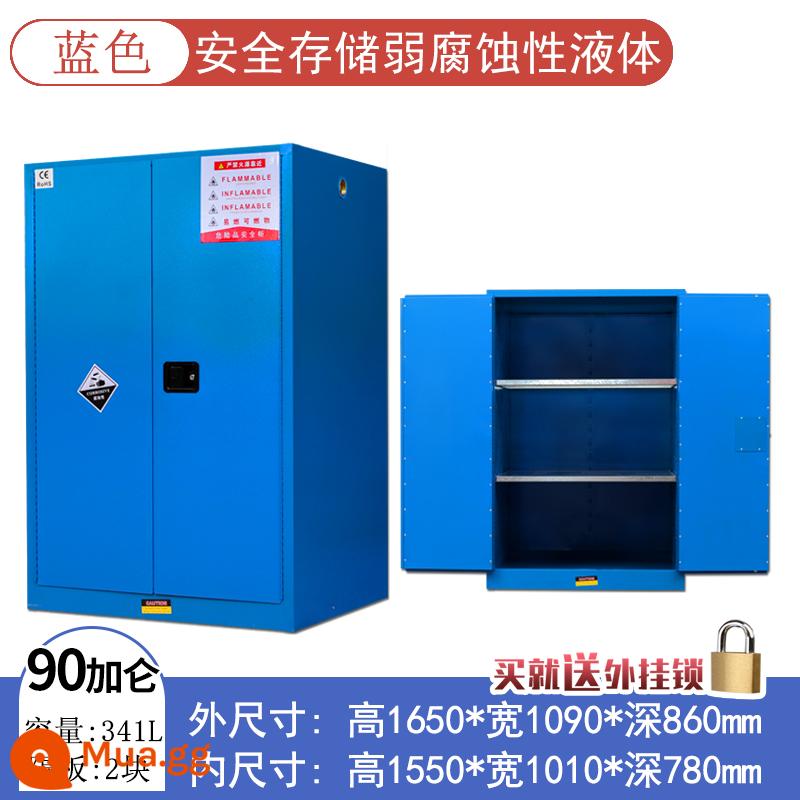 Tủ chống cháy nổ công nghiệp tủ an toàn hóa chất dễ cháy Tủ 4/45 gallon phòng thí nghiệm chai đơn tất cả tủ xi lanh khí bằng thép - Độ dày hai lớp 90 gallon (màu xanh)