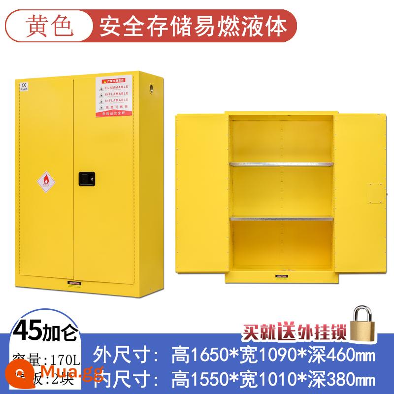 Tủ chống cháy nổ công nghiệp tủ an toàn hóa chất dễ cháy Tủ 4/45 gallon phòng thí nghiệm chai đơn tất cả tủ xi lanh khí bằng thép - 45 gallon dày hai lớp (màu vàng)