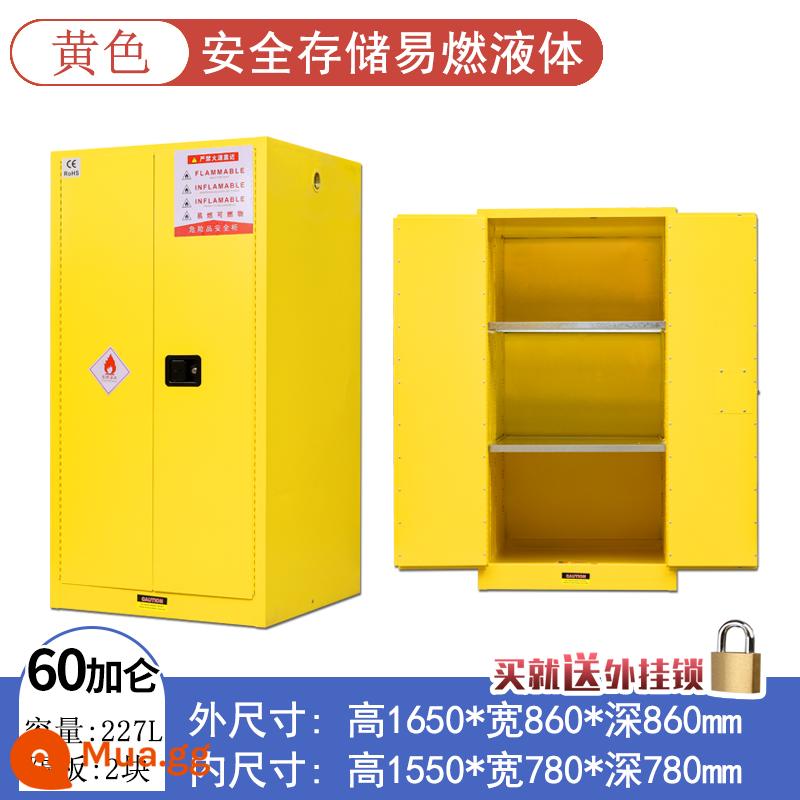 Tủ chống cháy nổ công nghiệp tủ an toàn hóa chất dễ cháy Tủ 4/45 gallon phòng thí nghiệm chai đơn tất cả tủ xi lanh khí bằng thép - Chất dày hai lớp 60 gallon (màu vàng)