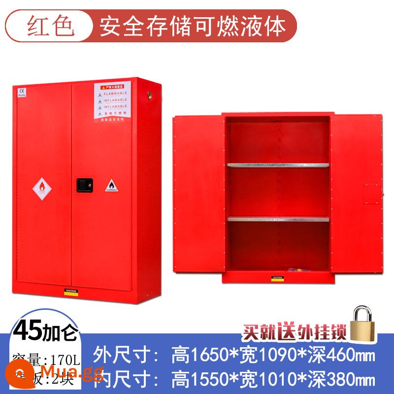 Tủ chống cháy nổ công nghiệp tủ an toàn hóa chất dễ cháy Tủ 4/45 gallon phòng thí nghiệm chai đơn tất cả tủ xi lanh khí bằng thép - Độ dày hai lớp 45 gallon (màu đỏ)