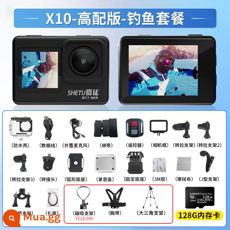 [Màn hình kép 5k] Camera thể thao Shetu X10 ghi hình lái xe đầu máy video cực rõ cho mũ bảo hiểm - Phiên bản cao cấp + gói câu cá