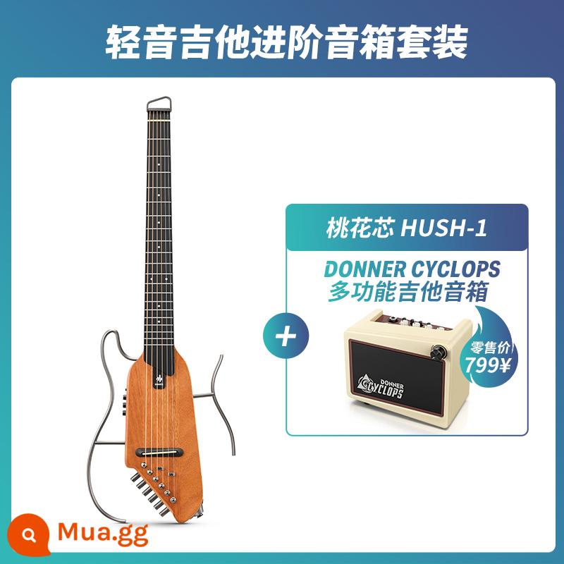 DONNER Tangnon đèn dân gian đàn guitar du lịch di động có thể tháo rời không đầu đàn guitar acoustic mới bắt đầu tắt tiếng tác dụng - [Bộ Loa Cao Cấp] Model Mahogany-Màu Gỗ