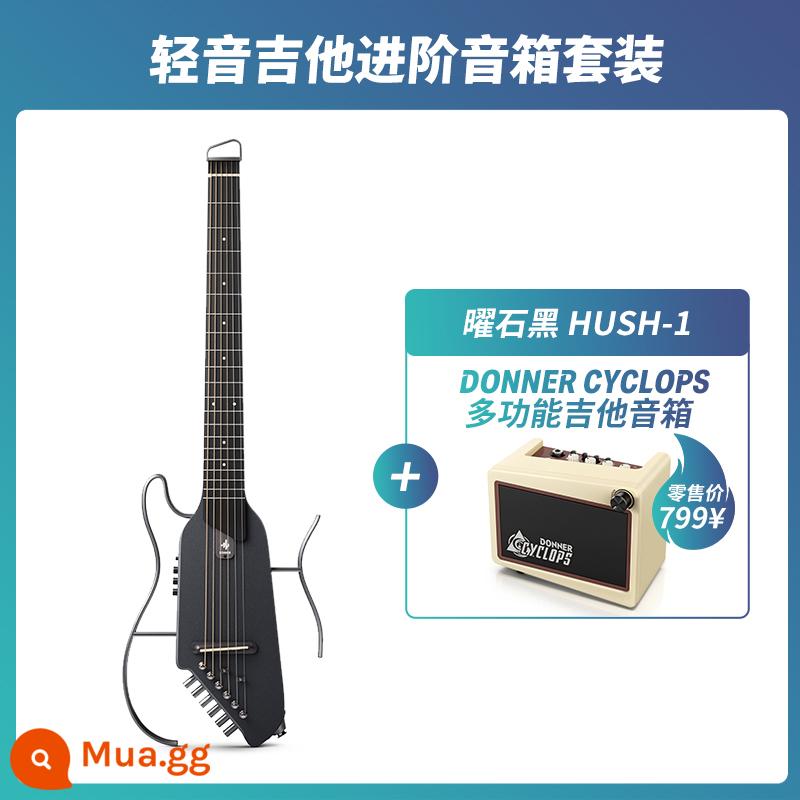 DONNER Tangnon đèn dân gian đàn guitar du lịch di động có thể tháo rời không đầu đàn guitar acoustic mới bắt đầu tắt tiếng tác dụng - [Bộ Loa Cao Cấp] Maple Wood Model-Obsidian Black