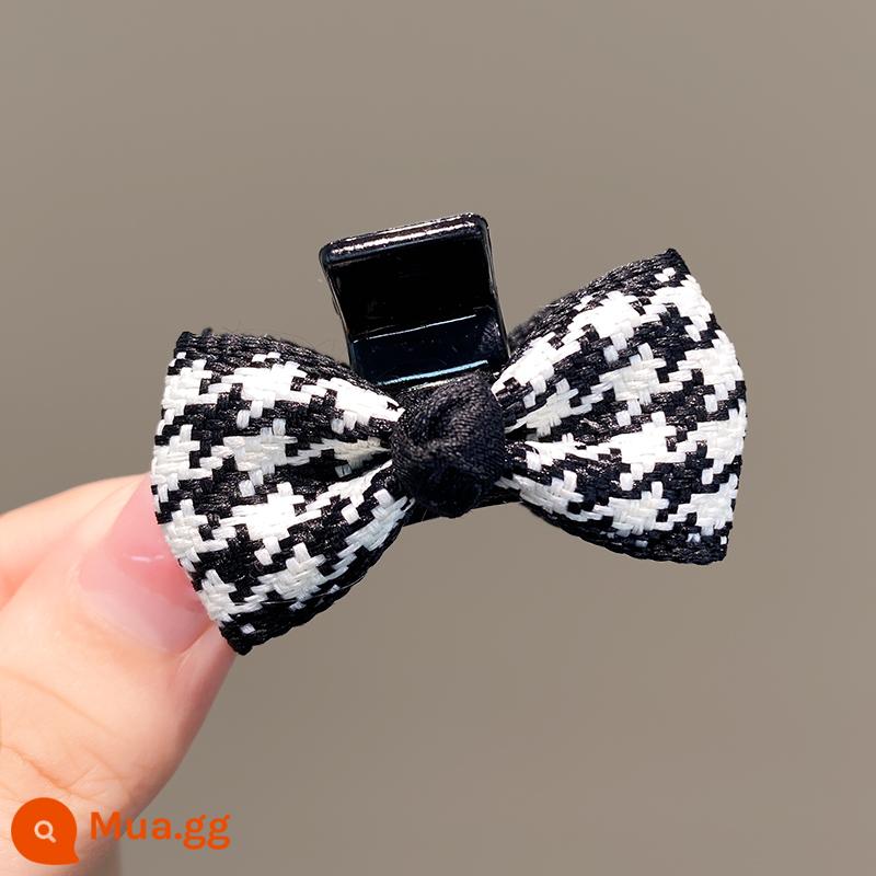 Houndstooth nơ nhỏ bắt kẹp mùa hè tóc mái kẹp bên mũ cao đầu lâu đầu tóc nữ kẹp tóc phụ kiện tóc - Cà vạt nơ lượn sóng 2 # màu đen và trắng