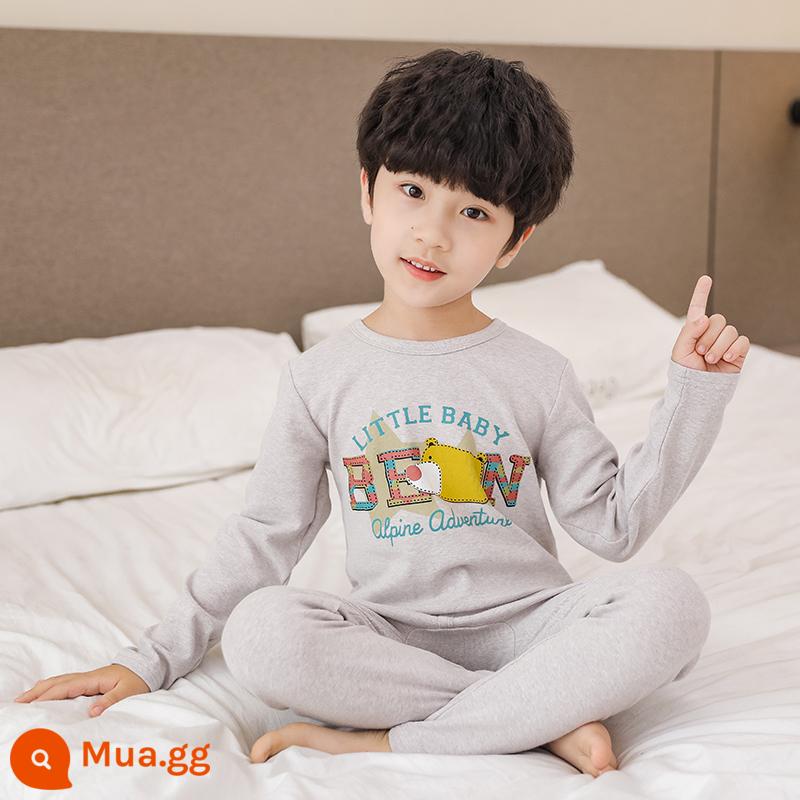 Bộ đồ lót trẻ em cotton nguyên chất bé trai quần áo mùa thu quần vệ sinh cotton bé áo len cotton đồ ngủ quần áo mặc ở nhà mùa xuân thu phần mỏng - Gấu Anh [Cotton nguyên chất loại A dày]