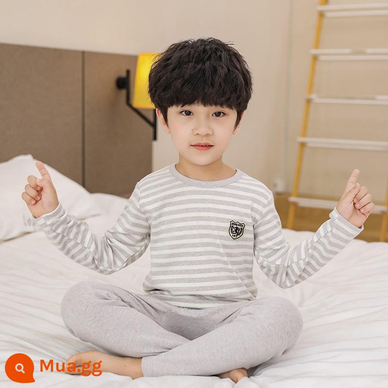 Bộ đồ lót trẻ em cotton nguyên chất bé trai quần áo mùa thu quần vệ sinh cotton bé áo len cotton đồ ngủ quần áo mặc ở nhà mùa xuân thu phần mỏng - Dải Kaki [Phong cách cotton nguyên chất loại A]