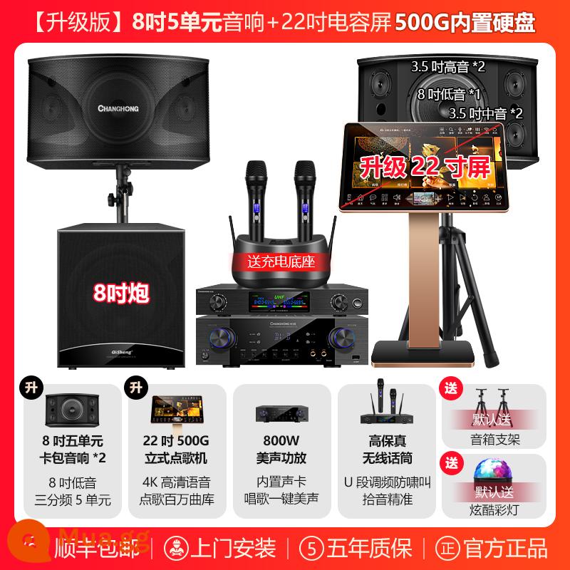 Changhong K59 Nhà KTV Bộ Âm Thanh Hoàn Chỉnh Nhà Kết Hợp Rạp Hát Karaoke Máy Hát Karaoke Tất Cả Trong Một Máy Hát - 9) Máy karaoke màn hình cảm ứng kép 8 inch + 22 inch + micro sạc nâng cấp + pháo hoạt động 8 inch