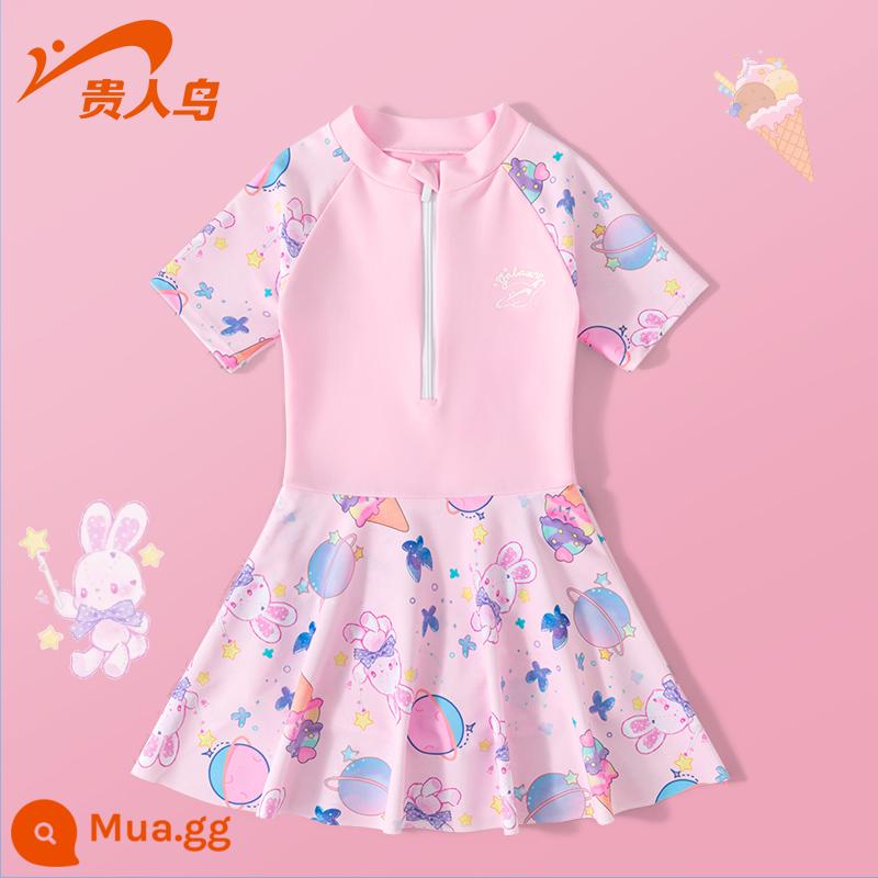 Áo tắm trẻ em Noble Bird 2023 New Girls Summer Big Boy Girl Baby Bơi một mảnh Kem chống nắng Suối nước nóng - Hồng sen [kiểu quần culottes]