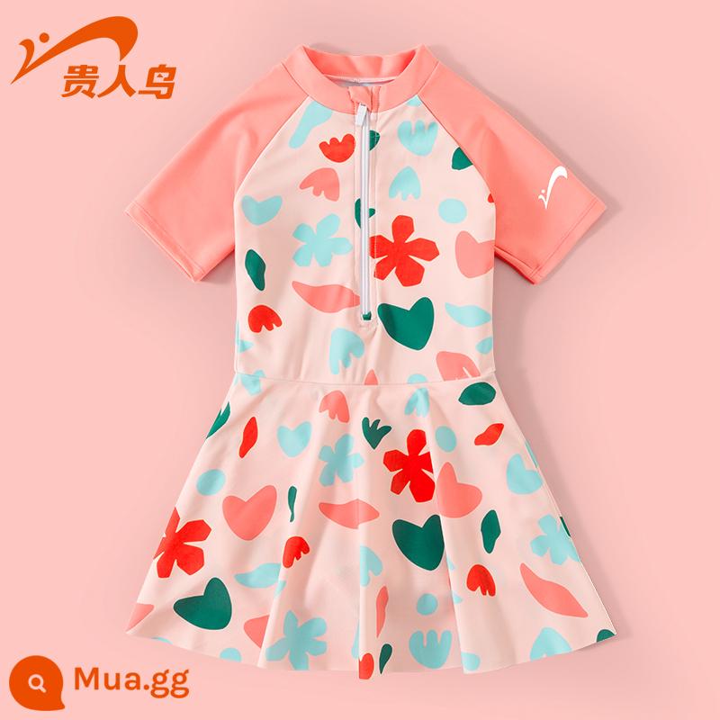 Áo tắm trẻ em Noble Bird 2023 New Girls Summer Big Boy Girl Baby Bơi một mảnh Kem chống nắng Suối nước nóng - Nâu đỏ [kiểu quần culottes]