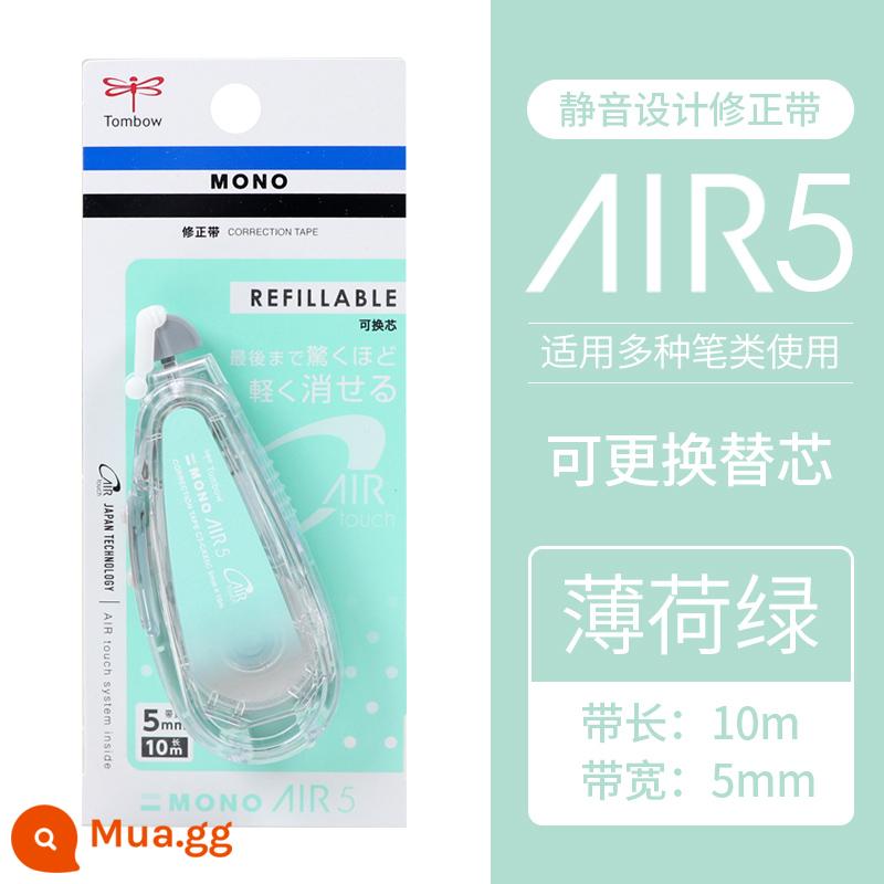 Nhật Bản Tombow chuồn chuồn Đai điều chỉnh MONO AIR dành cho học sinh Đai điều chỉnh cưỡi nhẹ dễ thương Đai điều chỉnh công suất lớn Lõi có thể thay thế Thiết kế tắt tiếng dài 10m Đai không dễ đứt CT-CAX5C - Thân màu xanh bạc hà