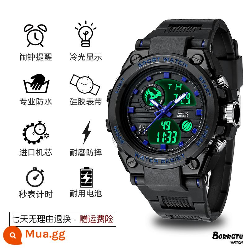 One Piece Seven Dragon Ball Watch Electronic School School School Young Thanh niên Xu hướng Cơ khí Đồng hồ Thể thao Không thấm nước - ★Được quản lý cửa hàng khuyên dùng★[Đen xanh] Bảo hành 5 năm dùng thử miễn phí