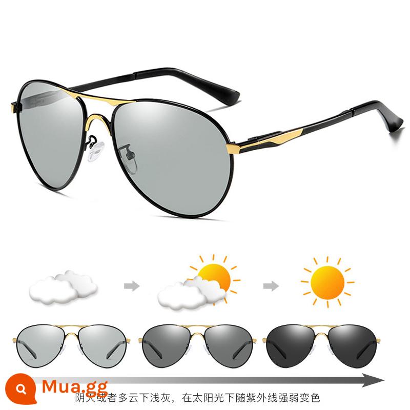 Aviator Kính Mát Nam Lái Xe Kính Đặc Biệt Độ Đổi Màu Cao Chống Tia UV Ánh Sáng Mạnh Kính Mát Lái Xe Phân Cực - 87 thấu kính quang điện gọng vàng đen để sử dụng cả ngày lẫn đêm (chống nắng vào ban ngày và chống tia cao vào ban đêm)