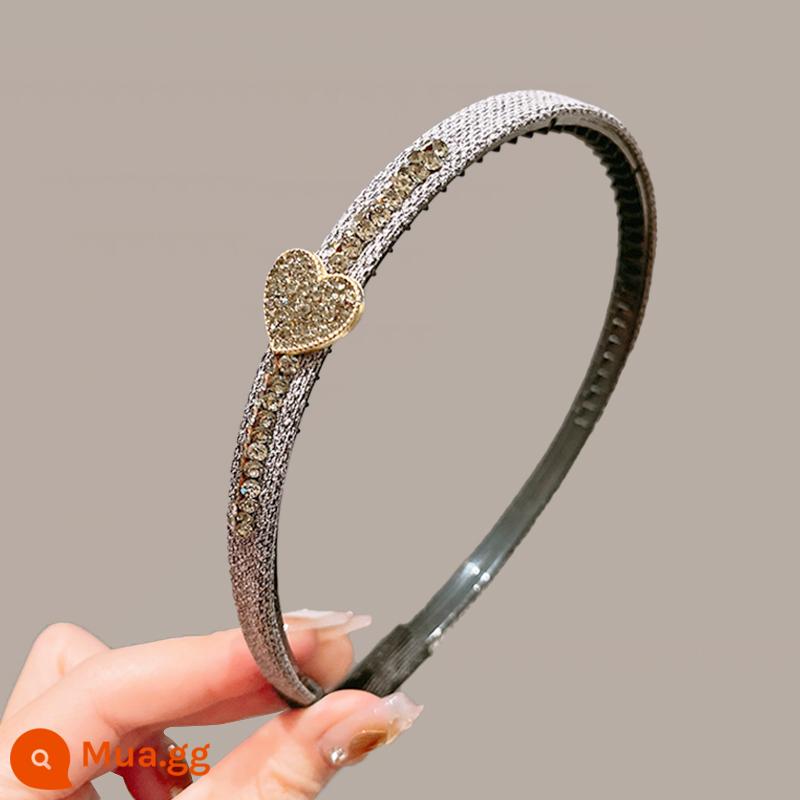 Trẻ Em Hairbands Kim Cương Vỡ Tình Yêu Đầu Bé Nghiền Nát Tóc Tóc Thẻ Bé Gái Răng Chống Trơn Trượt Băng Đô Quấn Tóc Phụ Kiện Tóc - trái tim bạc