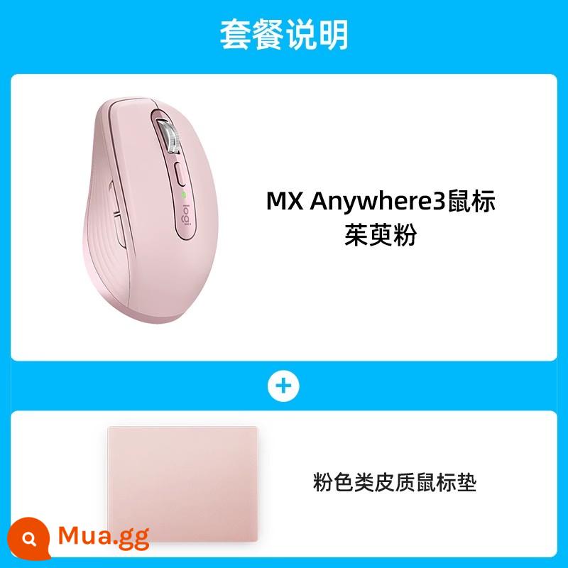 Logitech MX Anywhere 3 Bánh xe chuột không dây sạc Bluetooth Pink Girls Office Apple Notebook - MX Anywhere 3 Cornus officinalis Powder + Mouse Pad