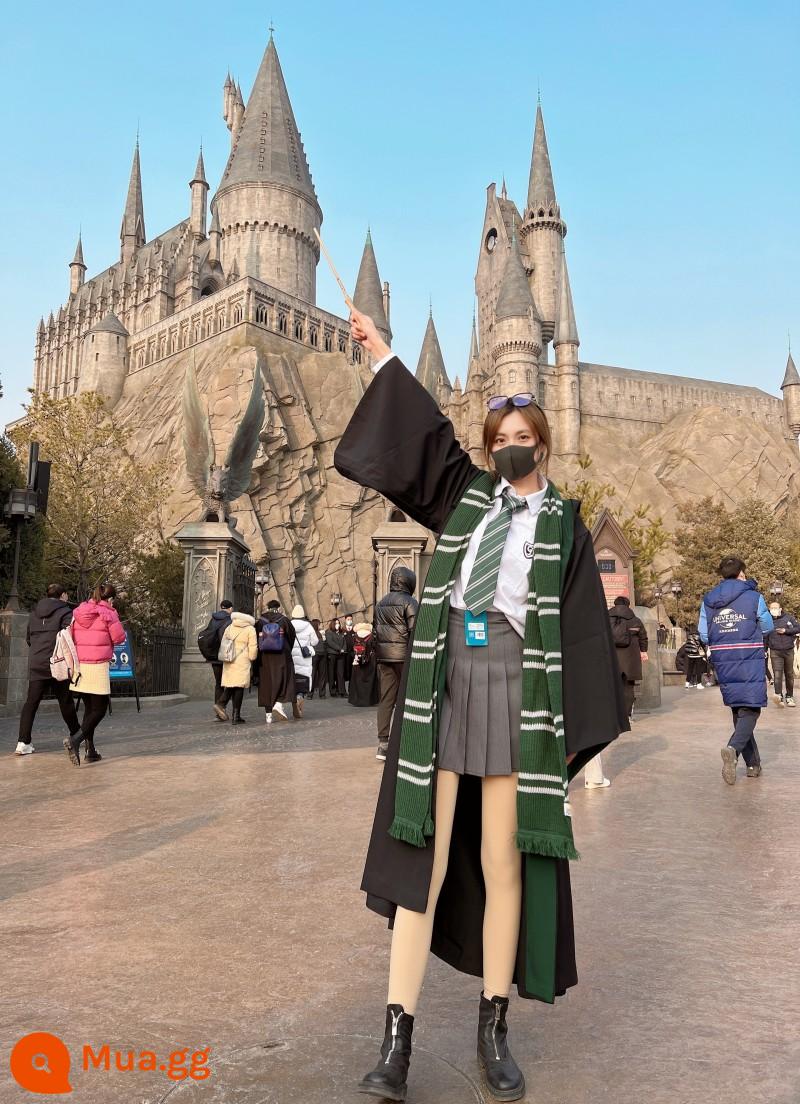 Cho thuê Bắc Kinh Universal Studios Cho thuê áo phép thuật Harry Potter cây đũa thần tương tác quần áo chính hãng xô Hogwarts - Sân rắn Slytherin xanh