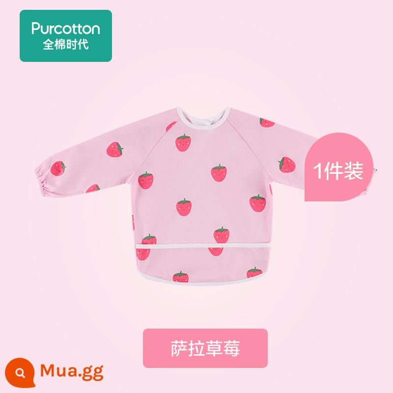 Thời đại cotton áo choàng cho bé ăn bên ngoài mặc tạp dề yếm trẻ em quần áo chống thấm nước chống bẩn cho bé một mảnh chống mặc quần áo - Sara Dâu