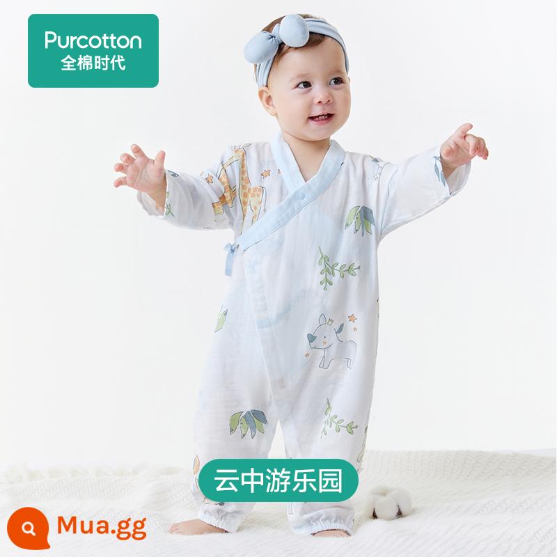 Cotton Thời Đại Mùa Xuân 2023 Cho Bé Sơ Sinh Gạc Kháng Khuẩn Tay Dài Và Áo Liền Quần Áo Trẻ Em - Công viên giải trí Yunzhong [Bốn mùa]