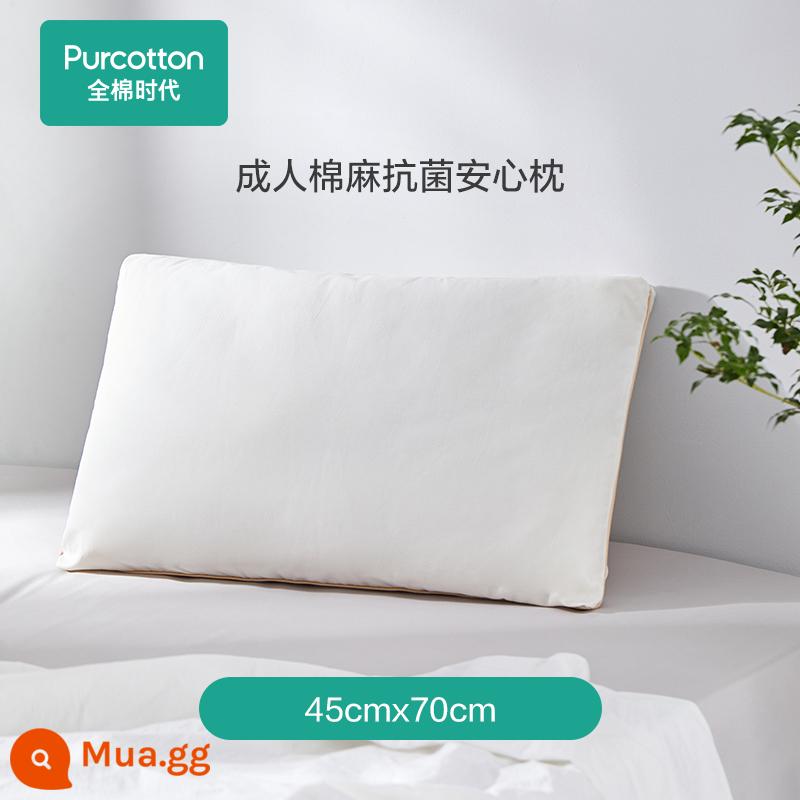 Cotton Era Cotton Linen Gối kháng khuẩn Lõi gối bảo vệ cột sống cổ tử cung Giúp người lớn ngủ ngon Gối thấp hộ gia đình nam Gói đơn - Gối an toàn kháng khuẩn bằng cotton và lanh