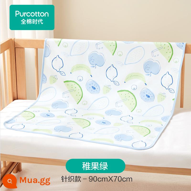 Cotton era cotton nguyên chất chống tã lót chống thấm nước cho bé có thể giặt được tã lót cho bé tấm kích thước lớn nệm dì pad - Dệt kim - trái cây xanh