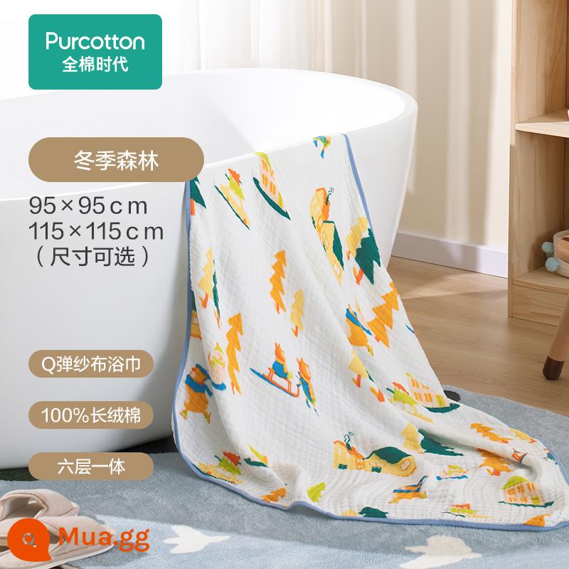 Bông Lần In Hình Khăn Tắm Cho Bé Gạc Bé Sơ Sinh Cotton Nguyên Chất Mềm Mại Thấm Hút Khăn Tắm Bao Chăn - rừng mùa đông