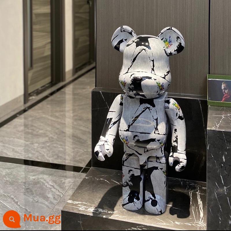 Bearbrick1000% bạo lực gấu khối xây gấu mẫu phòng khách lớn trang trí hợp thời trang búp bê búp bê quà tặng sinh nhật - Trắng