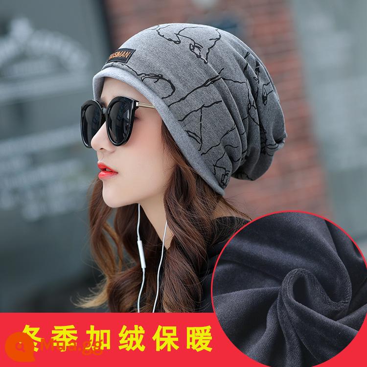 Ngoài Trời Mùa Thu Và Mùa Đông Ấm Cổ Khăn Magic Turban Bảo Vệ Mặt Cổ Tay Nam Nữ Bảo Vệ Cổ Dày Khăn Chui Đầu mũ Cotton - thú nhồi bông màu xám đậm