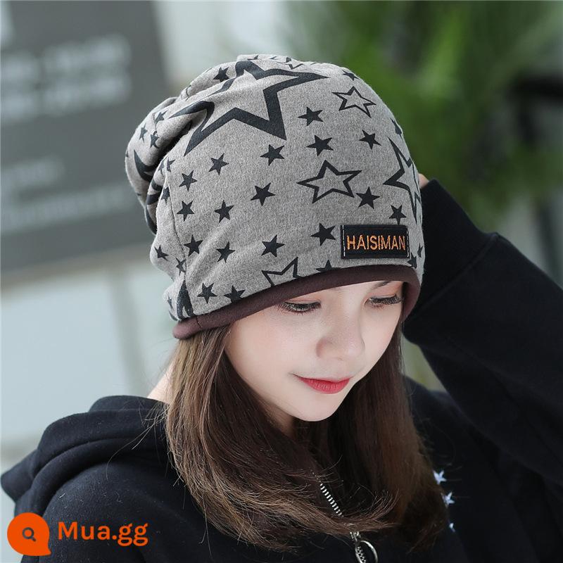 Ngoài Trời Mùa Thu Và Mùa Đông Ấm Cổ Khăn Magic Turban Bảo Vệ Mặt Cổ Tay Nam Nữ Bảo Vệ Cổ Dày Khăn Chui Đầu mũ Cotton - Kaki ngôi sao năm cánh