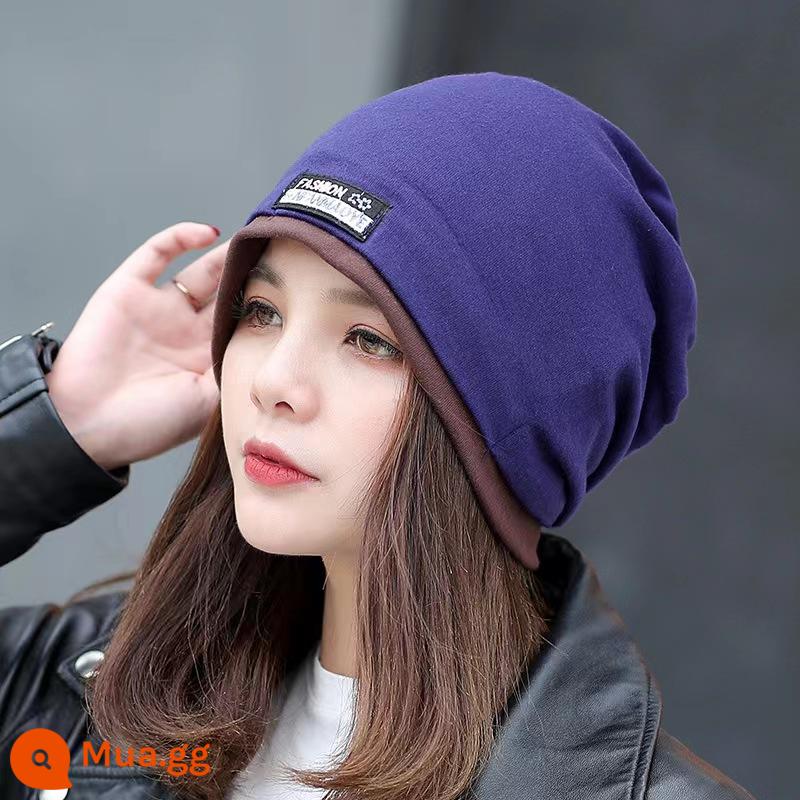 Ngoài Trời Mùa Thu Và Mùa Đông Ấm Cổ Khăn Magic Turban Bảo Vệ Mặt Cổ Tay Nam Nữ Bảo Vệ Cổ Dày Khăn Chui Đầu mũ Cotton - màu xanh hải quân vững chắc