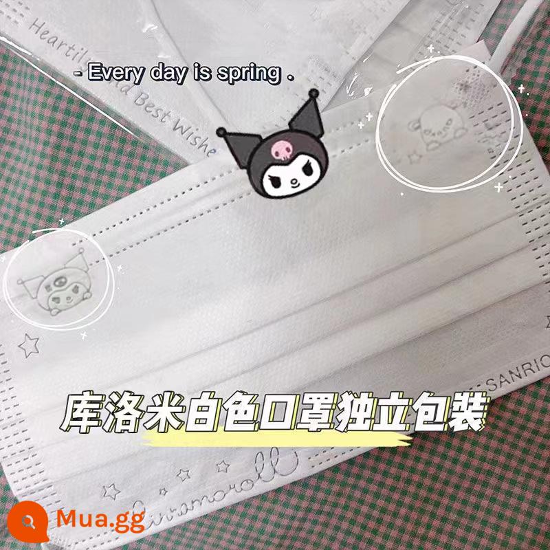 Sanrio White Mask Nữ Giá trị cao Shirley Rose Cinnamon Dog KT Cat Cô gái hoạt hình Trái tim Mặt nạ in hình dễ thương - Kuromi trắng [Mẫu có tem thép]