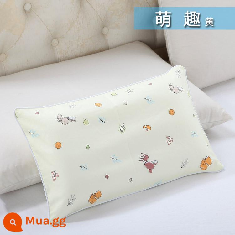 Nguyên chất cotton trẻ em Áo gối hoạt hình cotton cho bé học sinh mẫu giáo dây kéo áo gối nam nữ vỏ gối nhỏ dễ thương - Màu nâu sẫm màu vàng dễ thương