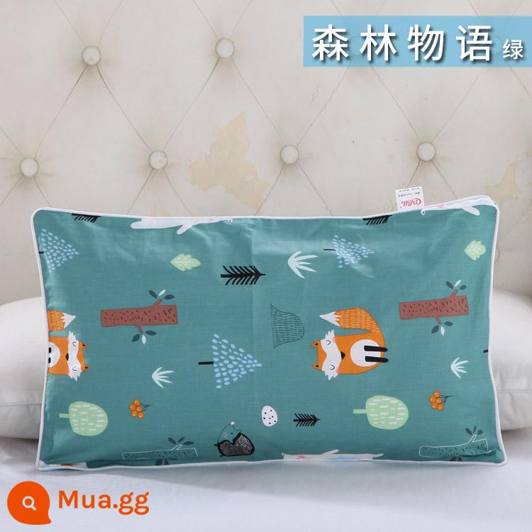 Nguyên chất cotton trẻ em Áo gối hoạt hình cotton cho bé học sinh mẫu giáo dây kéo áo gối nam nữ vỏ gối nhỏ dễ thương - Chuyện rừng xanh