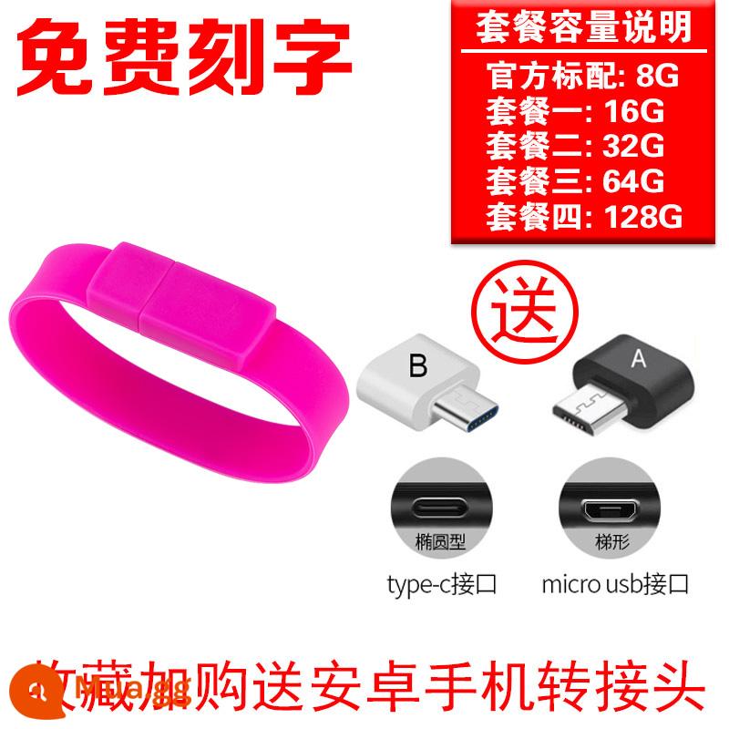 Dây Đeo Tay Ổ Đĩa U 32G Công Ty Doanh Nghiệp Trường Đội Doanh Nghiệp Quà Tặng Đèn LED Cổng USB Tùy Chỉnh Logo Sáng Tạo Tùy Chỉnh - Hoa hồng đỏ