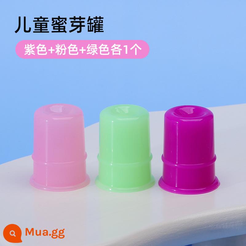 Hũ nụ mật ong, dụng cụ cạo và massage cho trẻ em, silicone Thái Cực Quyền, giác hơi cho trẻ em, dụng cụ massage toàn thân - Mỗi thứ 1 màu tím + hồng + xanh, không có quà