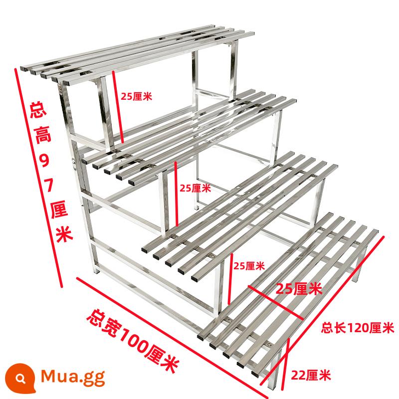 Kệ hoa ban công bằng thép không gỉ thang sắt rèn từ sàn đến trần nhiều lớp lưu trữ phòng khách mọng nước ngoài trời giá treo chậu hoa trang trí - Làm dày bốn lớp và mở rộng 1,2 mét