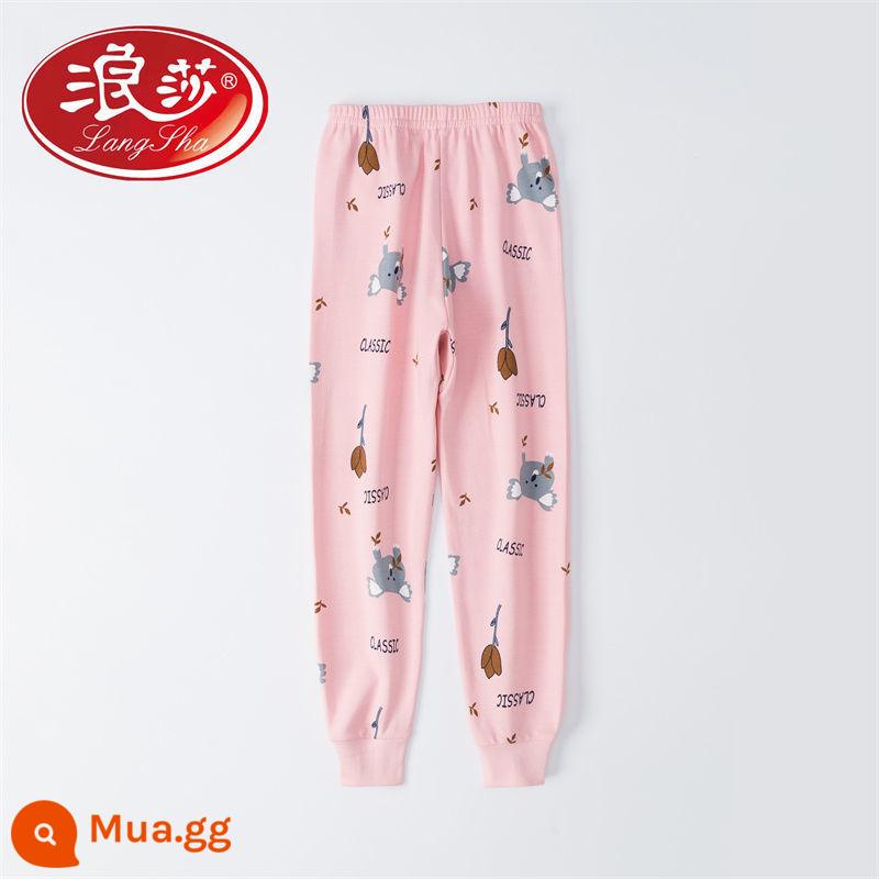 Quần vệ sinh trẻ em Langsha cotton nguyên chất quần đơn em bé trung niên trở lên quần vệ sinh bé trai và bé gái quần ấm quần mặc trong - Hồng