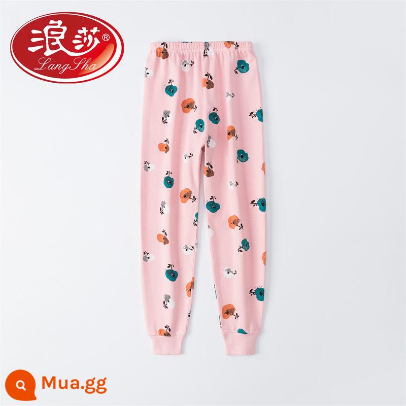 Quần vệ sinh trẻ em Langsha cotton nguyên chất quần đơn em bé trung niên trở lên quần vệ sinh bé trai và bé gái quần ấm quần mặc trong - Hoa hồng đỏ