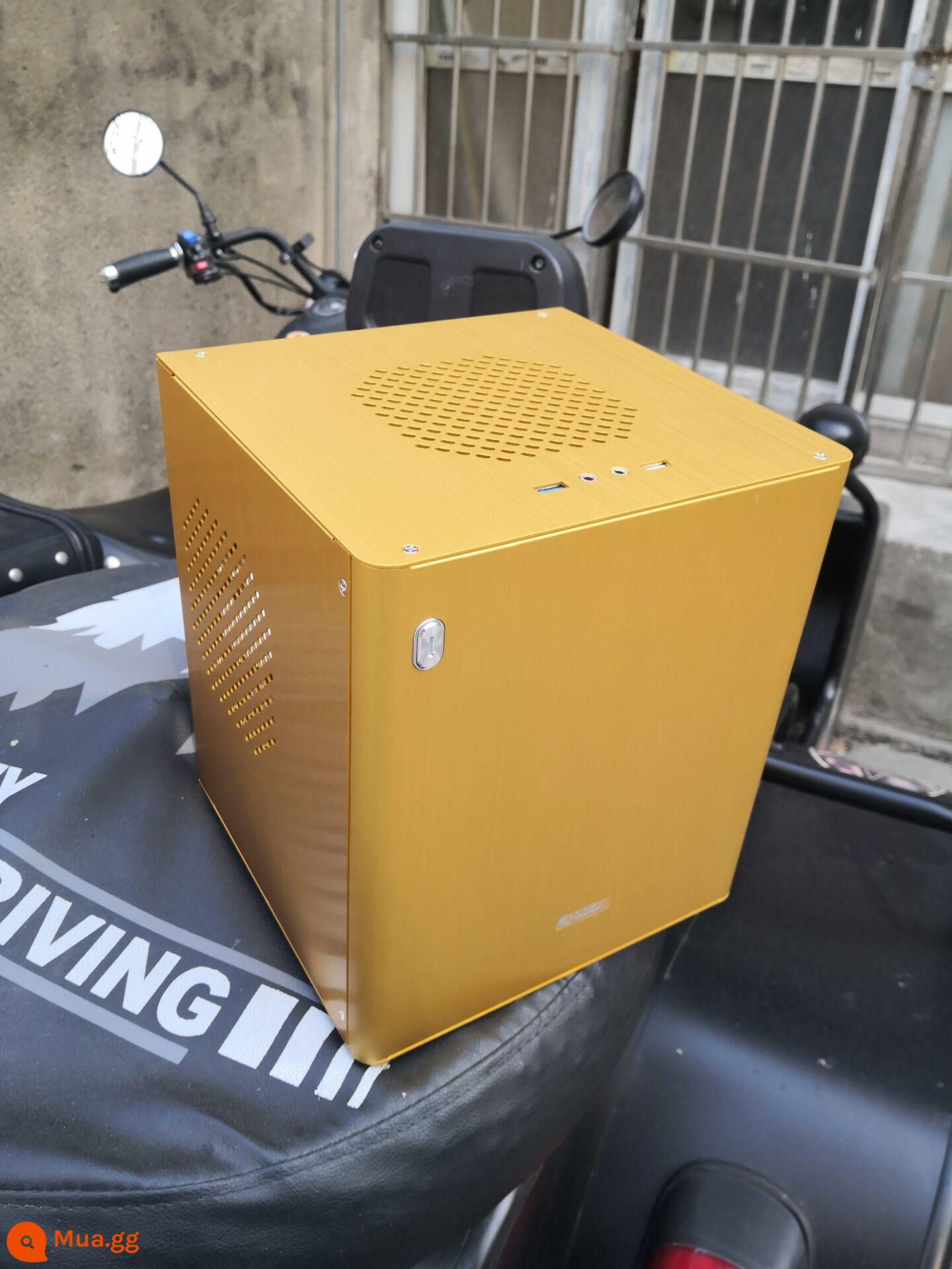 HTPC vỏ chính nhỏ bằng nhôm một trăm D4MINI vỏ chính nhỏ Liren D3 tất cả bằng nhôm S4 máy tính để bàn mini máy tính nhỏ D5 - Tấm nhôm nguyên khối 1.5 Realan D3 màu vàng