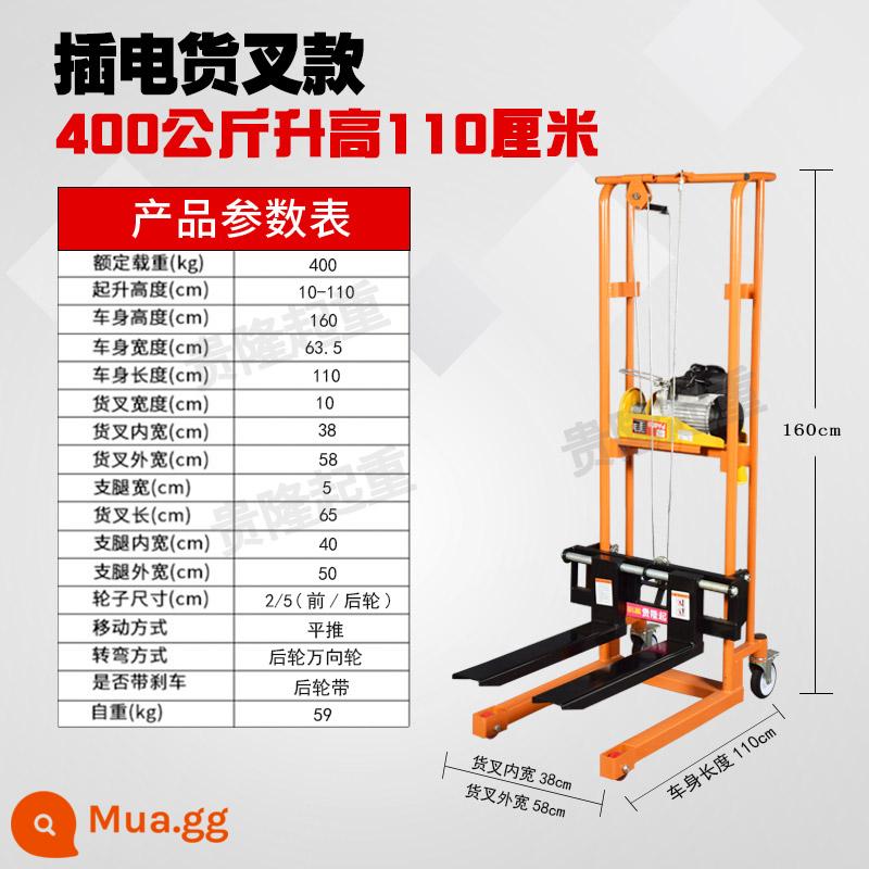 Hướng dẫn sử dụng nhỏ Micro -Pile High -Machine Hộ gia đình nâng cao phương tiện Máy vận chuyển thủy lực Chuẩn bị lái xe - Ổ cắm 220V loại phổ thông 400kg-1,1m