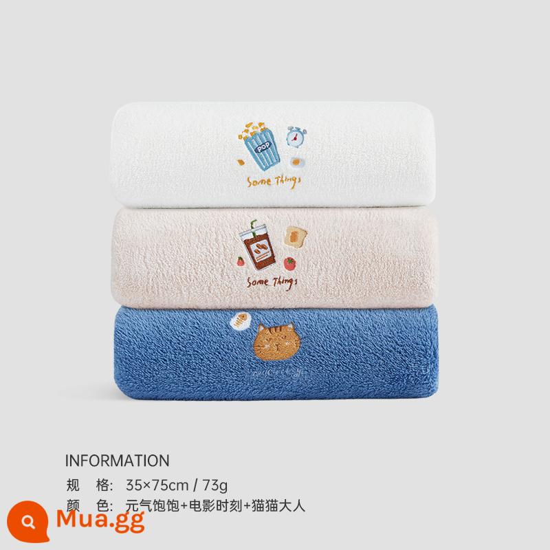 2 miếng khăn Sanli rửa mặt, dùng tại nhà hơn cotton nguyên chất, thấm hút tốt, nhanh khô, vừa tắm vừa lau tóc, mềm mại hơn, khăn mặt người lớn nam nữ - Hồng nhạt + trắng nhạt + xanh đậm