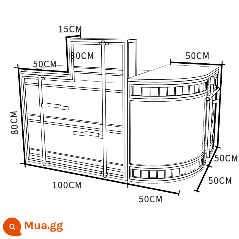 Quầy thu ngân quầy bar quán trà sữa container phong cách công nghiệp sáng tạo quán nướng quán gym quầy lễ tân phong cách retro - Mặt tiền 150 Góc 100