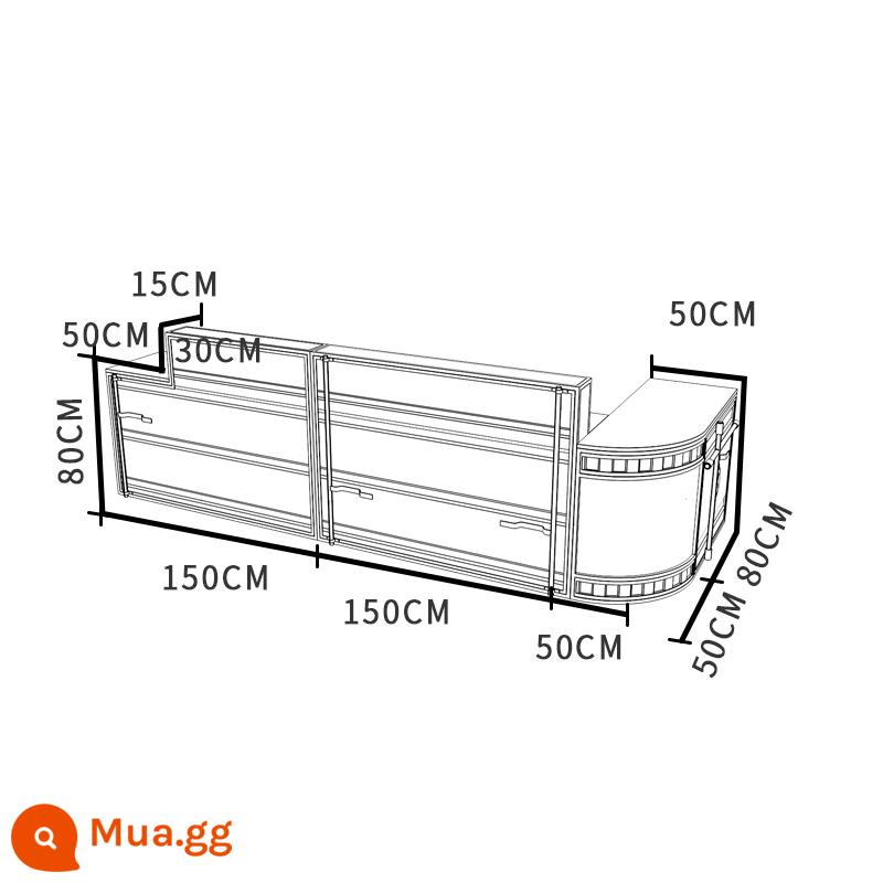 Quầy thu ngân quầy bar quán trà sữa container phong cách công nghiệp sáng tạo quán nướng quán gym quầy lễ tân phong cách retro - Mặt tiền 350, góc 130